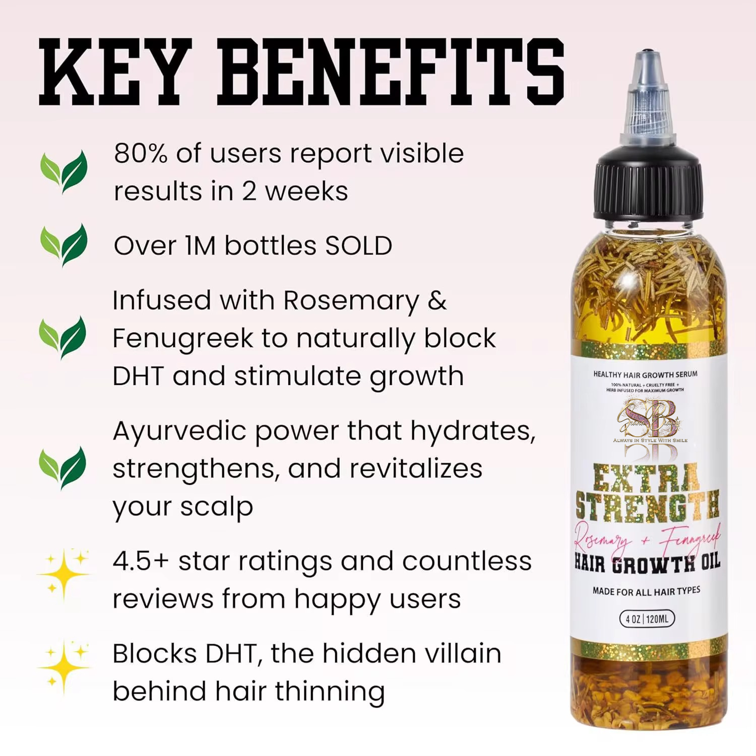 SB Rosemary & Fenugreek Hair Growth Oil Extra Strength with Castor Oil